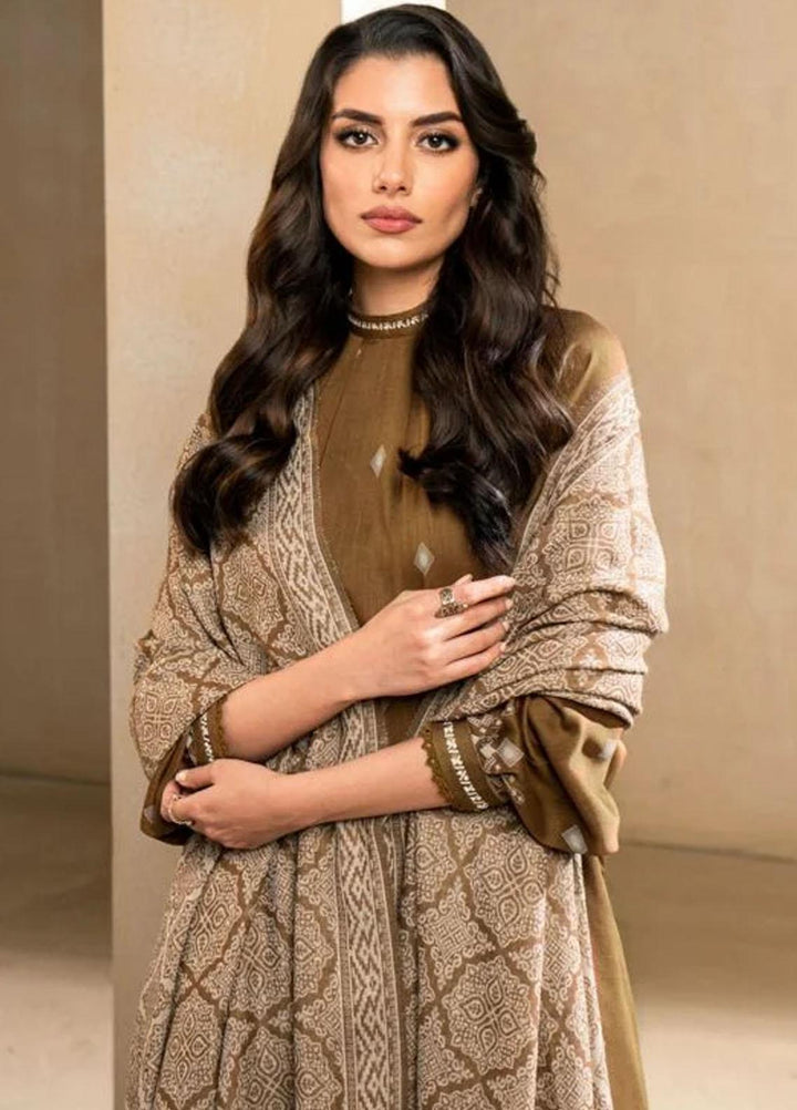 Al Karam Printed Viscose Suits Unstitched 3 Piece AK22FW FW-3.1-22-Ochre - Winter Collection