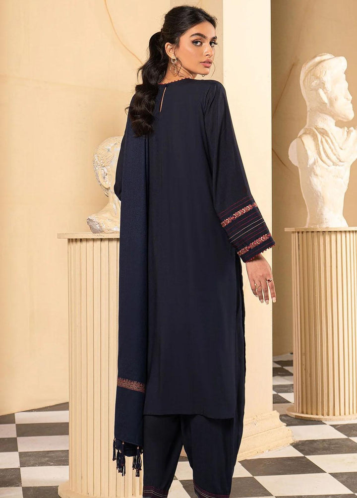 Al Karam Embroidered Viscose Suits Unstitched 3 Piece AK22W FW-03-22-Navy Blue - Winter Collection