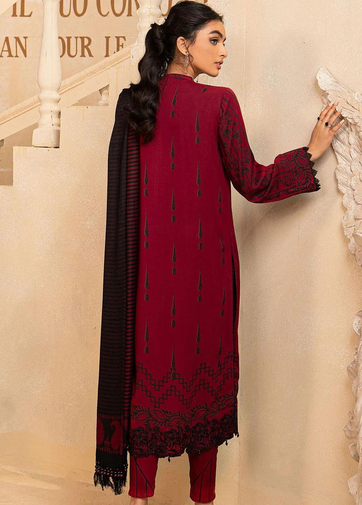 Al Karam Embroidered Viscose Suits Unstitched 3 Piece AK22W FW-04-22-Red - Winter Collection