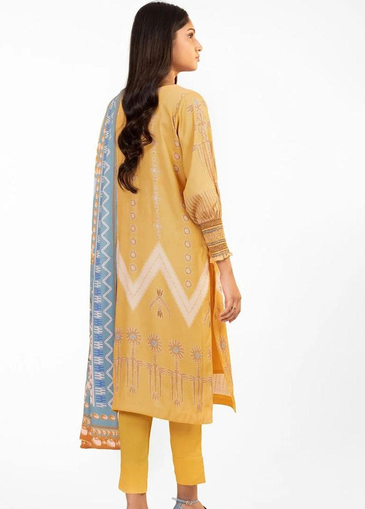Al Karam Embroidered Corduroy Suits Unstitched 3 Piece AK22W FW-06-22-Yellow - Winter Collection
