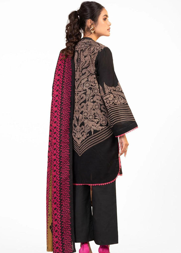 Al Karam Printed Khaddar Suits Unstitched 3 Piece AK22W FW-08-22-Black - Winter Collection