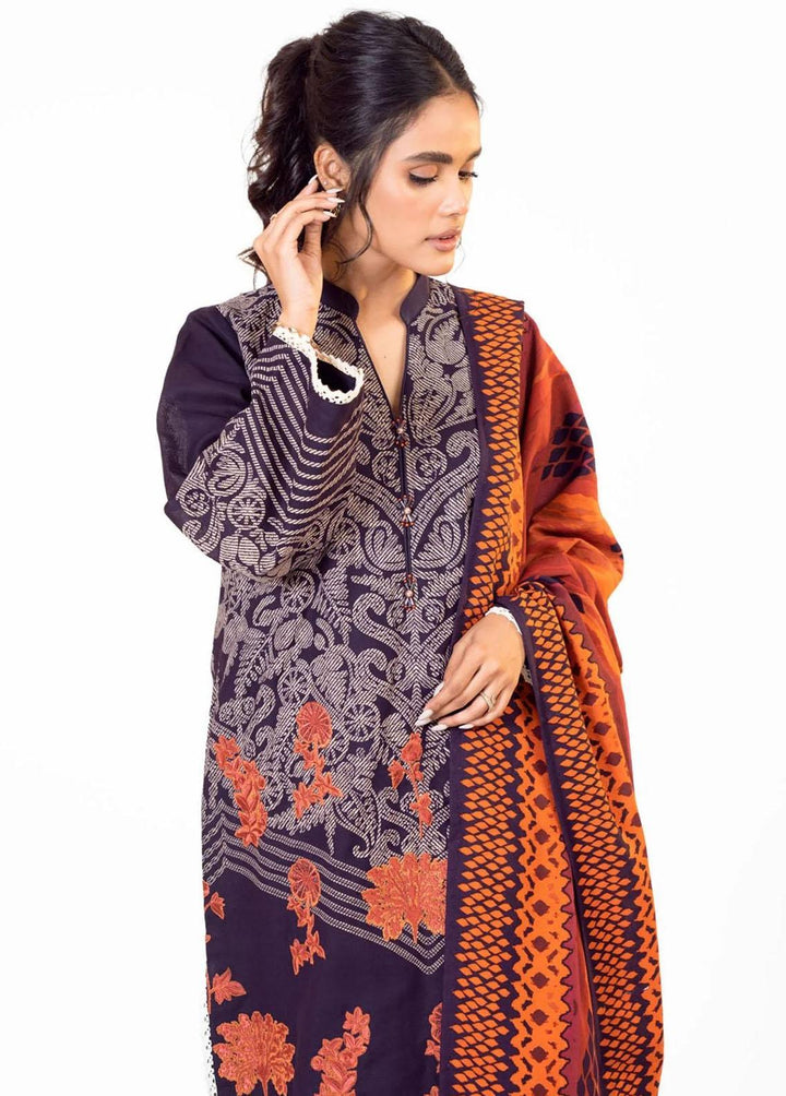Al Karam Embroidered Khaddar Suits Unstitched 3 Piece AK22W FW-08-22-Purple - Winter Collection