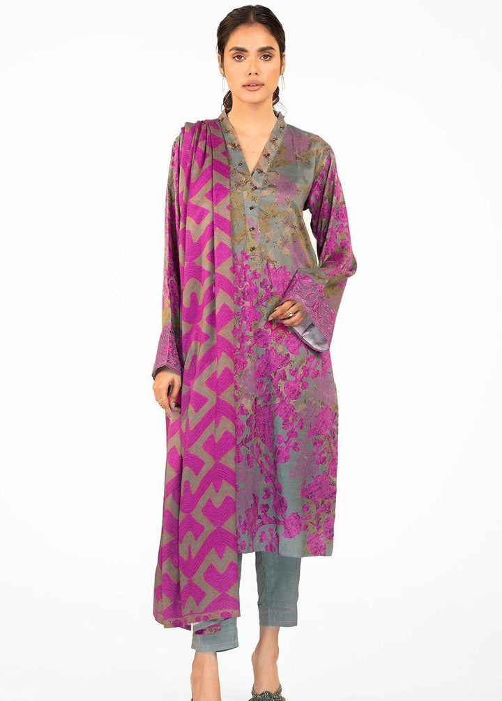 Al Karam Embroidered Viscose Suits Unstitched 3 Piece AK22W FW-10-22-Grey - Winter Collection