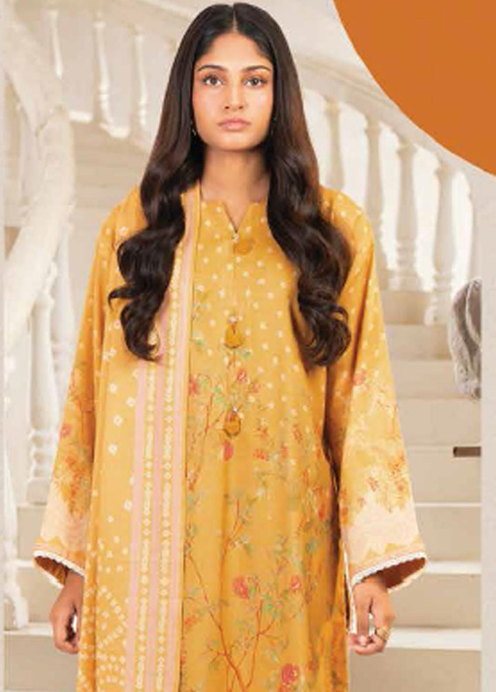Al Karam Printed Dhanak Suits Unstitched 3 Piece AK22W FW-11.1-22-Mustard - Winter Collection