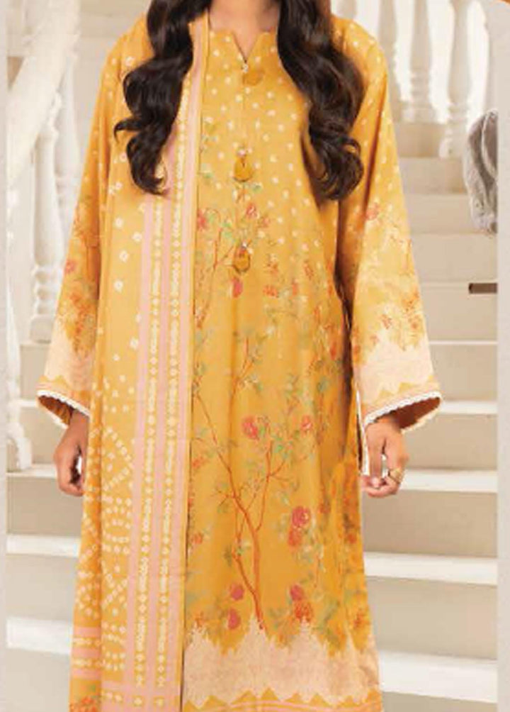 Al Karam Printed Dhanak Suits Unstitched 3 Piece AK22W FW-11.1-22-Mustard - Winter Collection