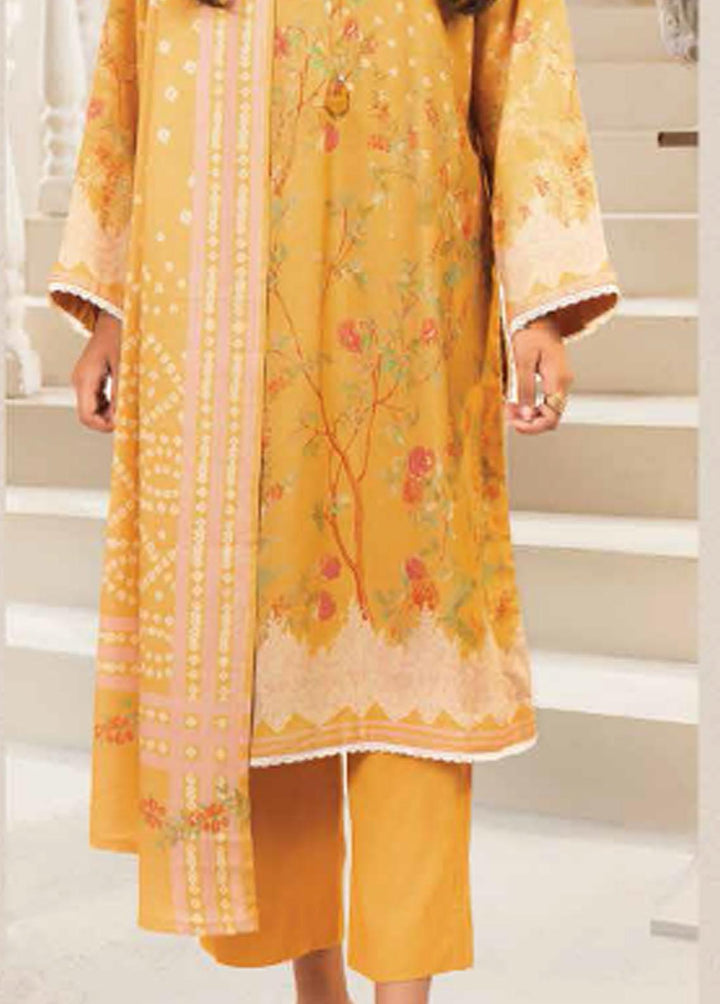 Al Karam Printed Dhanak Suits Unstitched 3 Piece AK22W FW-11.1-22-Mustard - Winter Collection