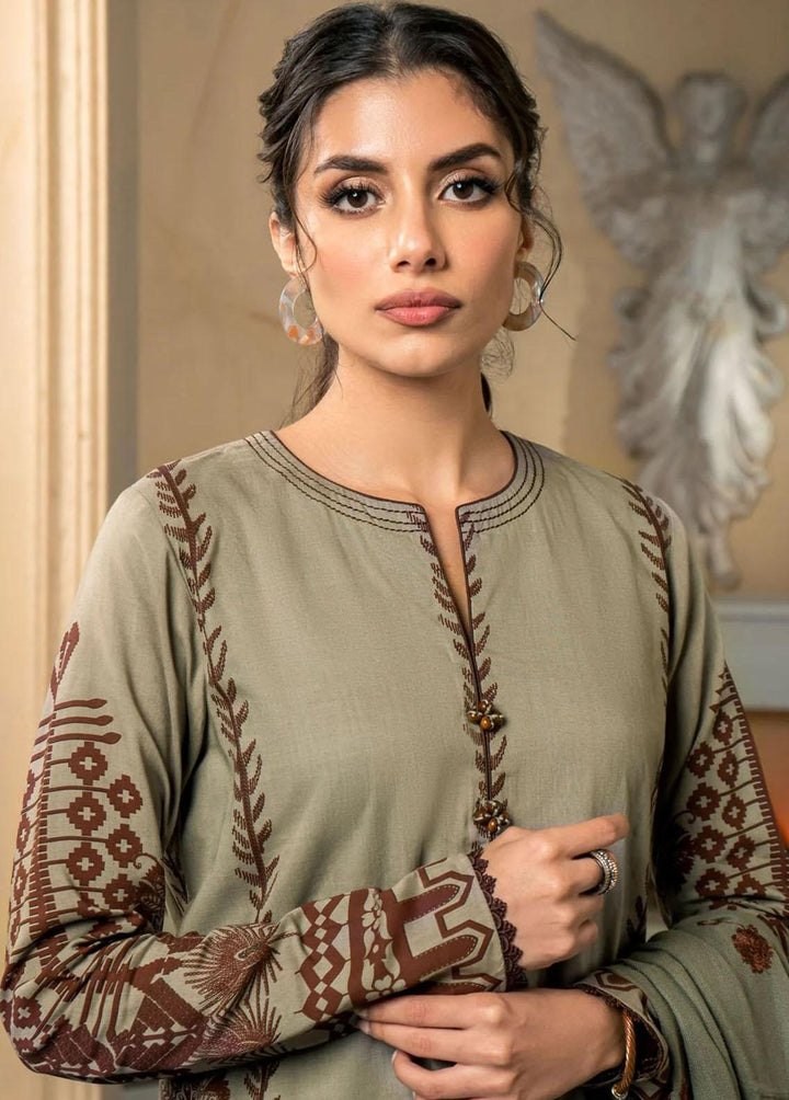 Al Karam Printed Viscose Suits Unstitched 3 Piece AK22W FW-13-22-Sage Green - Winter Collection