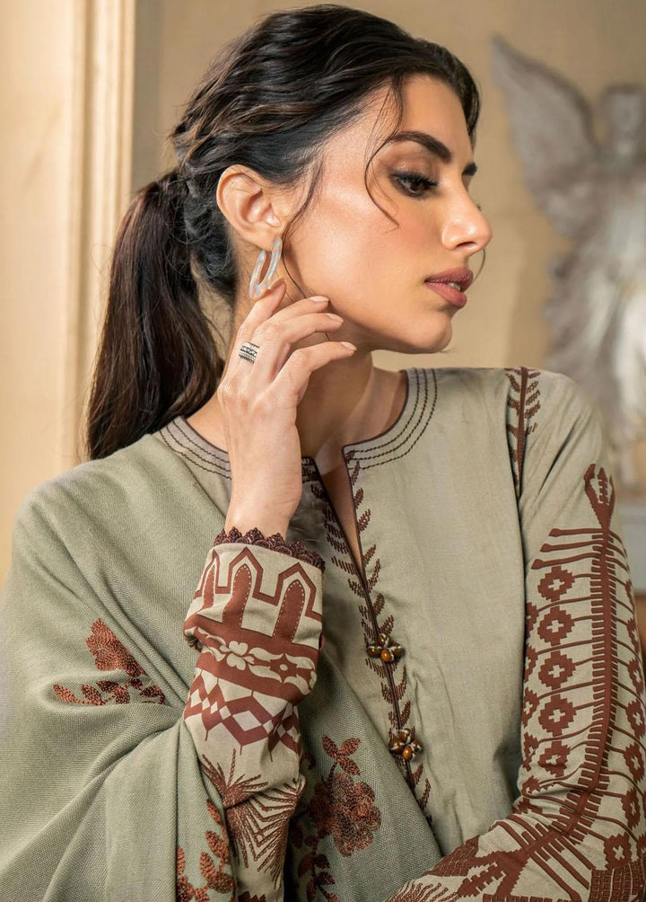 Al Karam Printed Viscose Suits Unstitched 3 Piece AK22W FW-13-22-Sage Green - Winter Collection