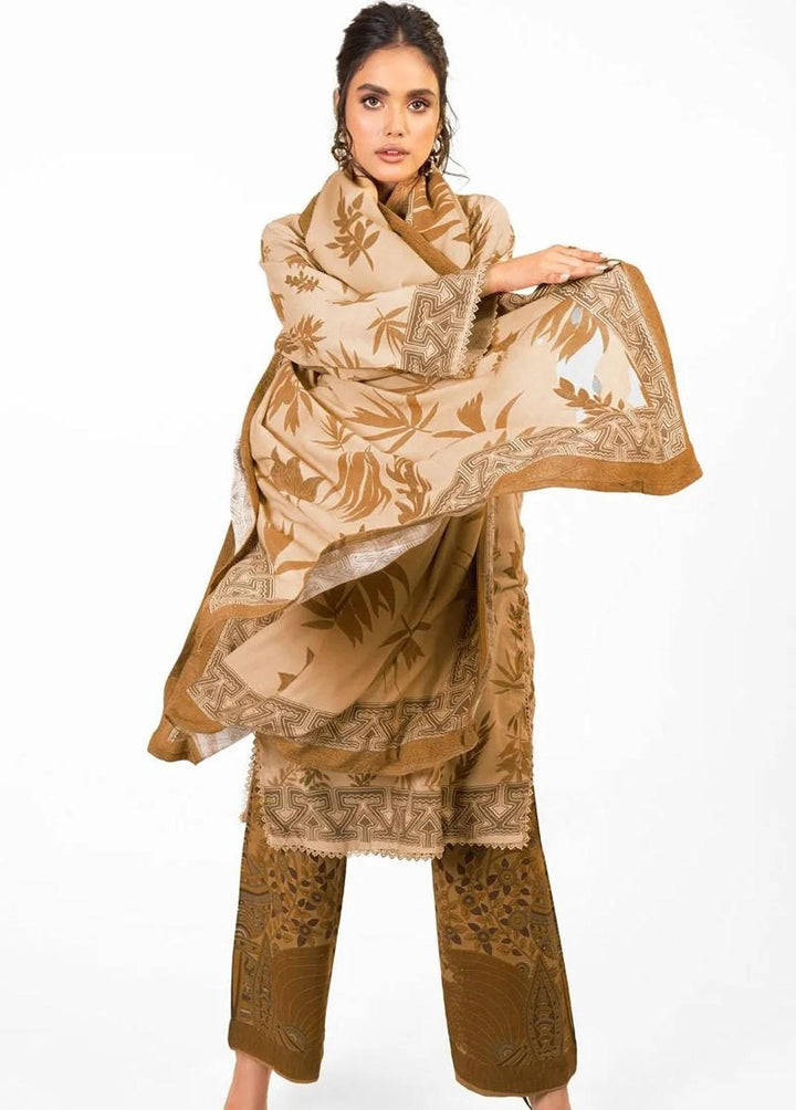 Al Karam Printed Viscose Suits Unstitched 2 Piece AK22W FW-14-22-Beige - Winter Collection