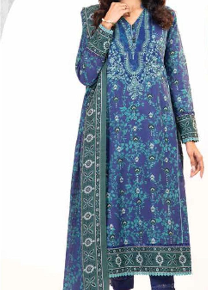 Al Karam Embroidered Khaddar Suits Unstitched 3 Piece AK22W FW-17.1-22-Blue - Winter Collection