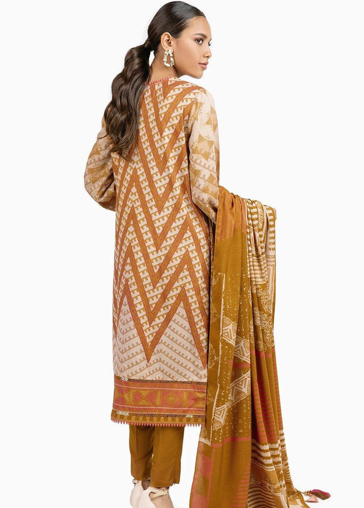 Al Karam Printed Dhanak Suits Unstitched 3 Piece AK22W FW-18-22-Mustard - Winter Collection