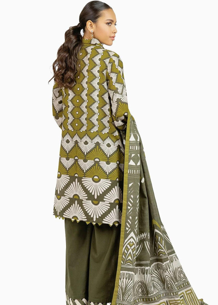 Al Karam Printed Khaddar Suits Unstitched 3 Piece AK22W FW-21-22-Green - Winter Collection