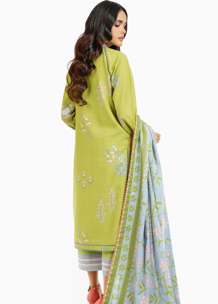 Al Karam Printed Khaddar Suits Unstitched 3 Piece AK22W FW-23.1-22-Green - Winter Collection