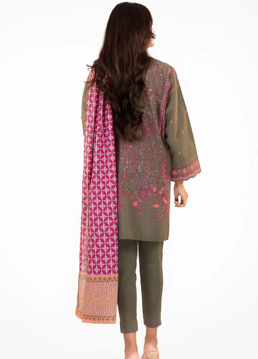 Al Karam Printed Khaddar Suits Unstitched 3 Piece AK22W FW-24.1-22-Grey - Winter Collection