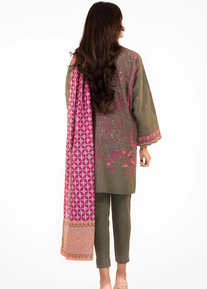 Al Karam Printed Khaddar Suits Unstitched 3 Piece AK22W FW-24.1-22-Grey - Winter Collection