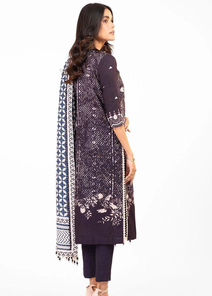 Al Karam Printed Khaddar Suits Unstitched 3 Piece AK22W FW-24.1-22-Navy Blue - Winter Collection