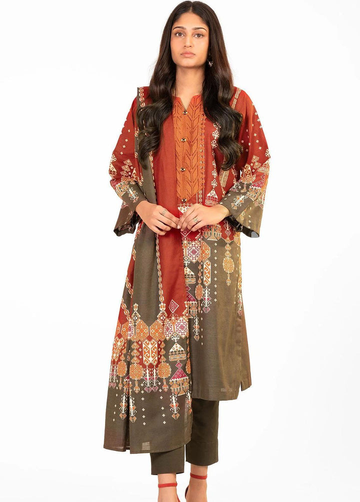 Al Karam Embroidered Khaddar Suits Unstitched 3 Piece AK22W FW-25-22-Red - Winter Collection