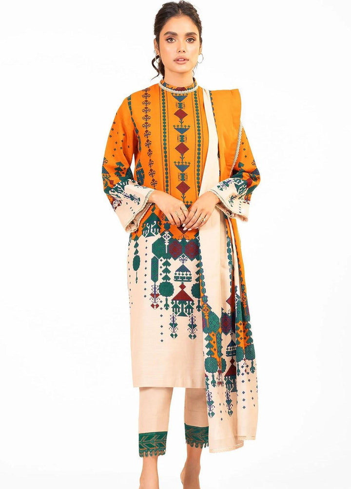 Al Karam Embroidered Khaddar Suits Unstitched 3 Piece AK22W FW-25-22-Yellow - Winter Collection