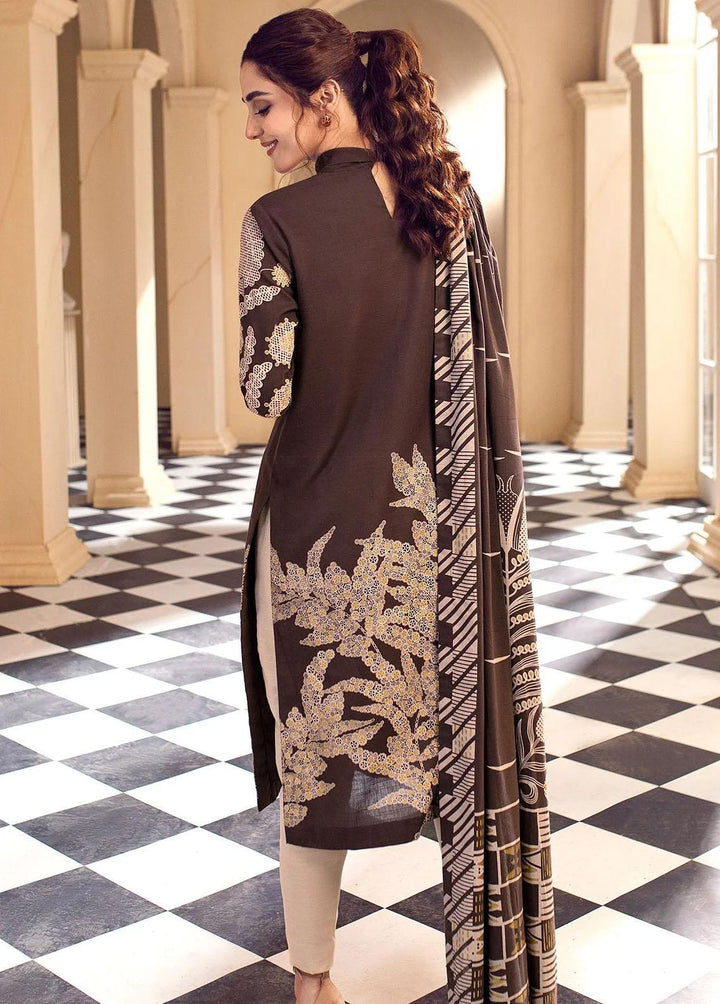 Al Karam Printed Khaddar Suits Unstitched 3 Piece AK22W FW-26-22-Dark Brown - Winter Collection