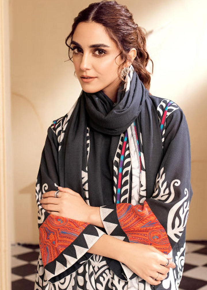 Al Karam Printed Khaddar Suits Unstitched 3 Piece AK22W FW-27-22-Black - Winter Collection