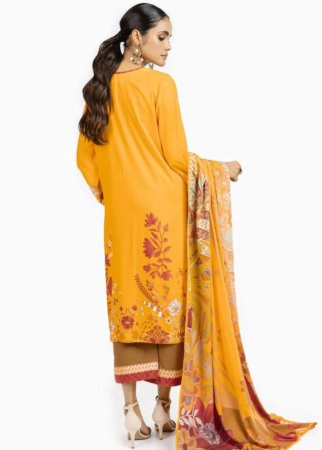 Al Karam Printed Viscose Suits Unstitched 3 Piece AK22W FW-28-22-Yellow - Winter Collection