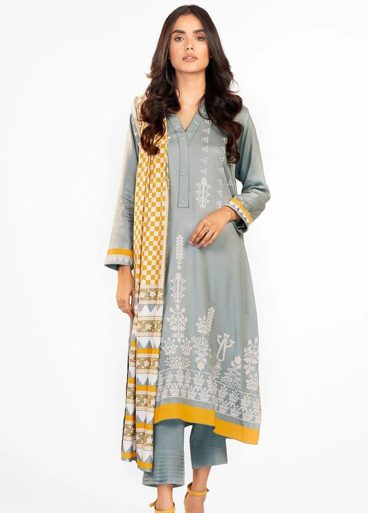 Al Karam Printed Viscose Suits Unstitched 3 Piece AK22W FW-28.1-22-Grey - Winter Collection