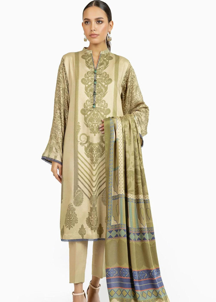 Al Karam Printed Viscose Suits Unstitched 3 Piece AK22W FW-29-22-Beige - Winter Collection