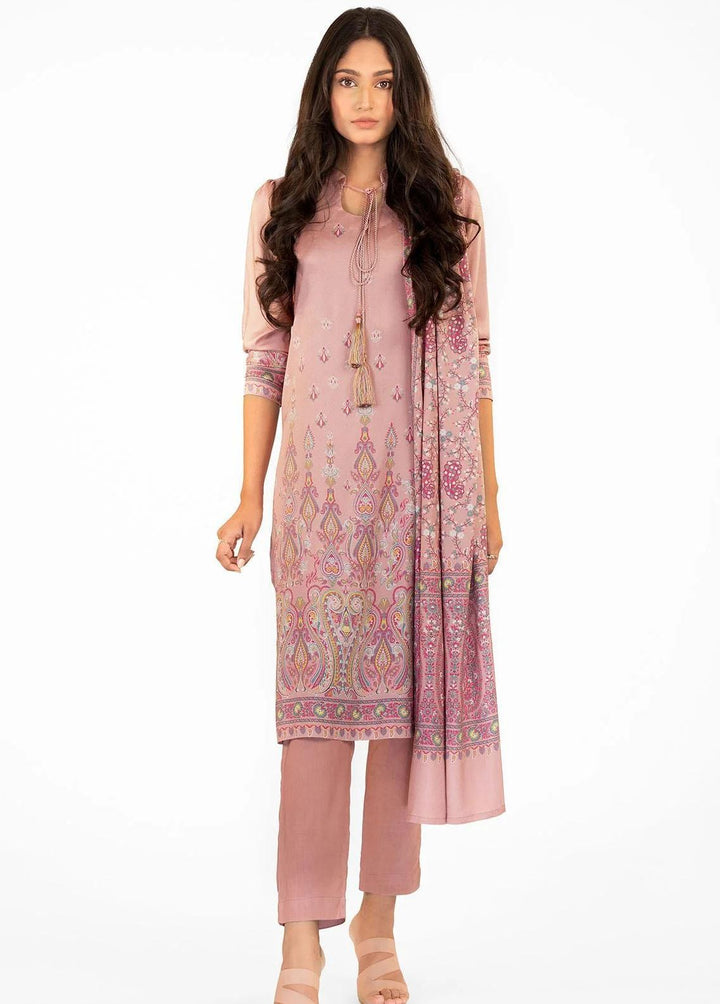 Al Karam Printed Viscose Suits Unstitched 3 Piece AK22W FW-29.1-22-Tea Pink - Winter Collection