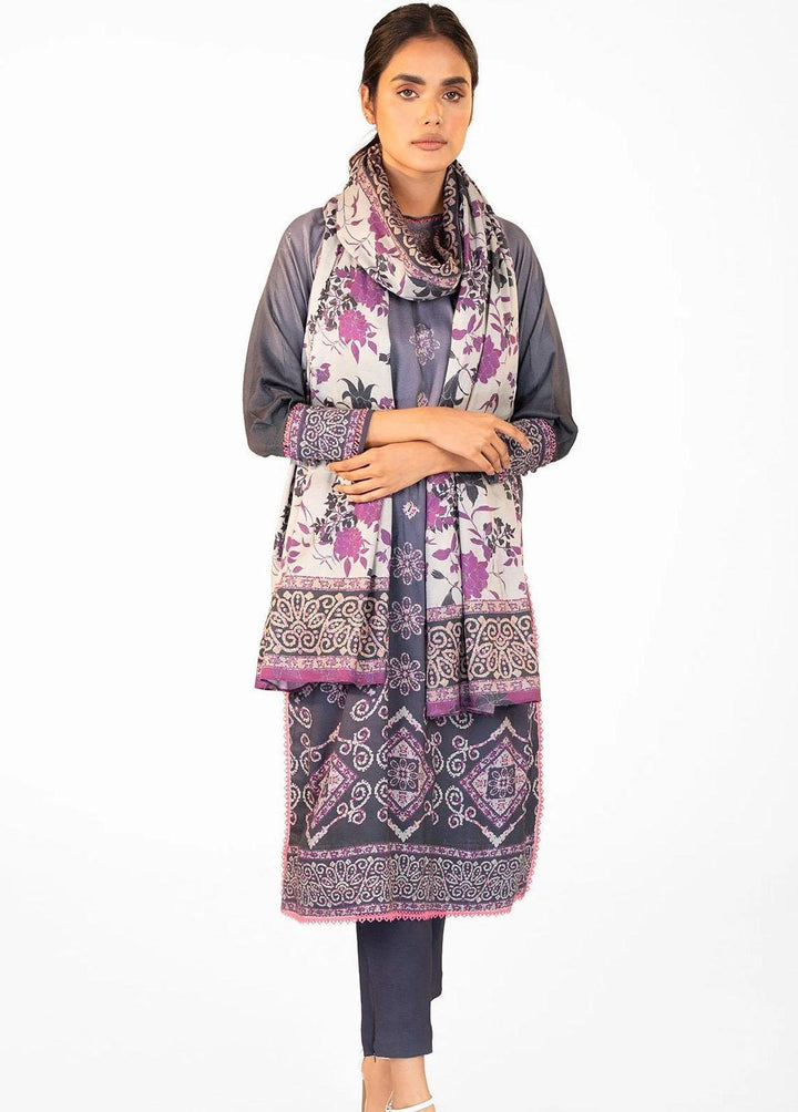 Al Karam Printed Viscose Suits Unstitched 3 Piece AK22W FW-31-22-Blue - Winter Collection