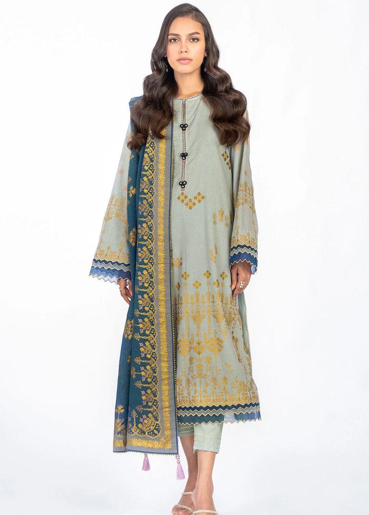 Al Karam Printed Karandi Suits Unstitched 3 Piece AK22W FW-32.1-22-Grey - Winter Collection