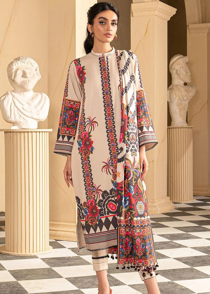 Al Karam Printed Viscose Suits Unstitched 3 Piece AK22W FW-33-22-Off white - Winter Collection