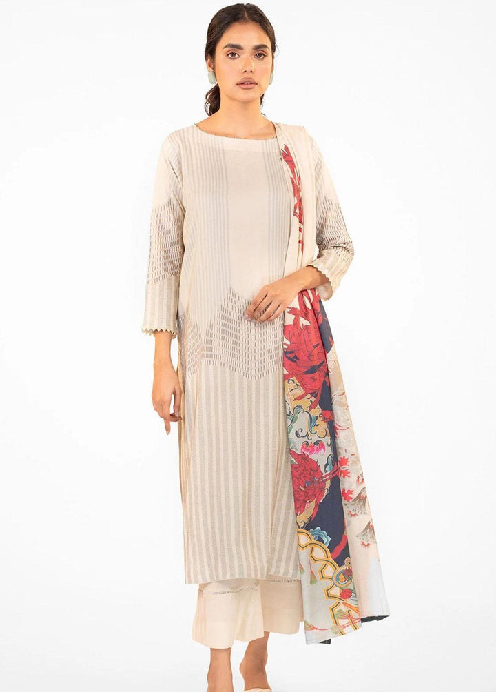 Al Karam Printed Viscose Suits Unstitched 3 Piece AK22W FW-34-22-Cream - Winter Collection