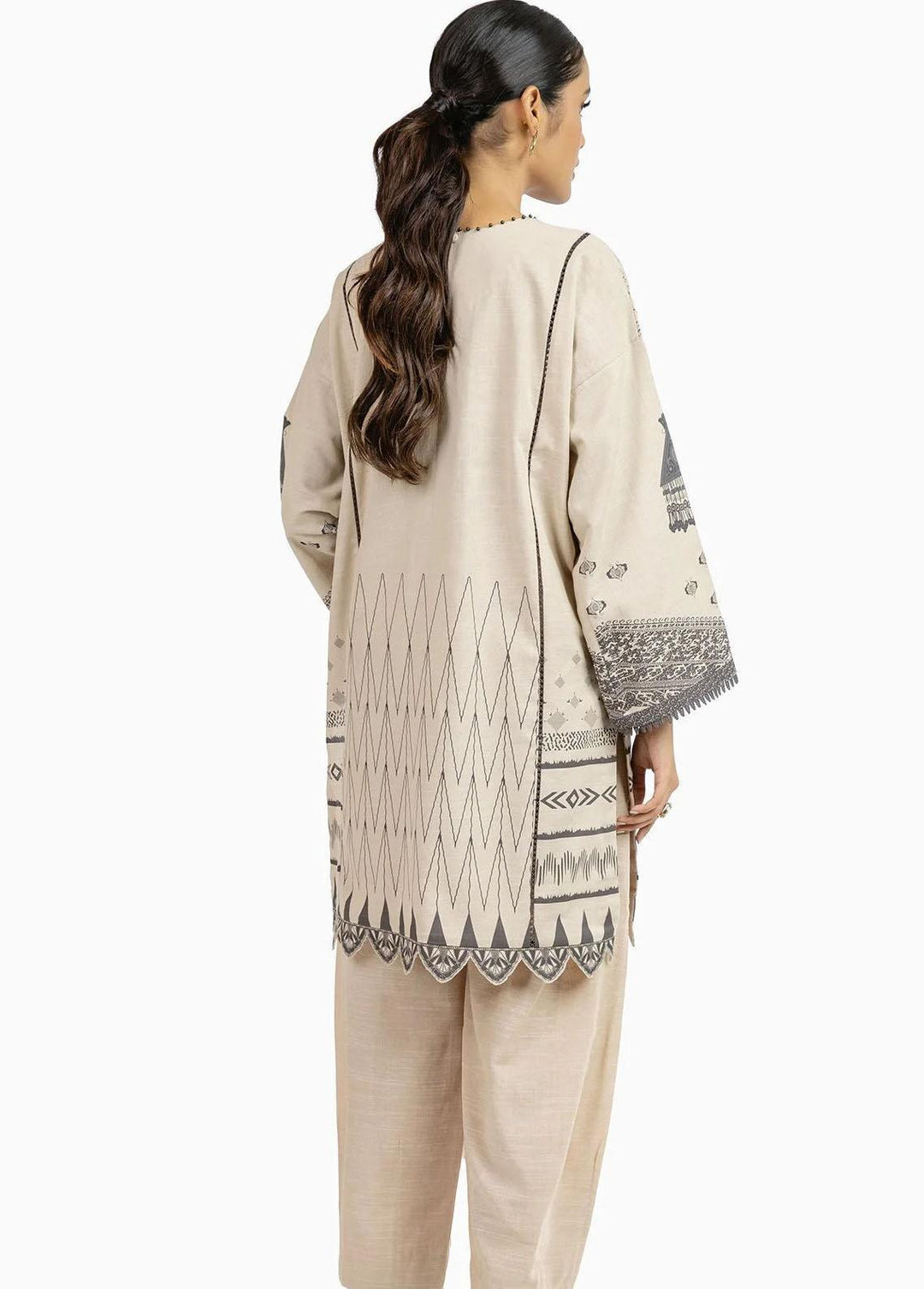 Al Karam Printed Khaddar Suits Unstitched 2 Piece AK22W FW-37-22-Off White - Winter Collection