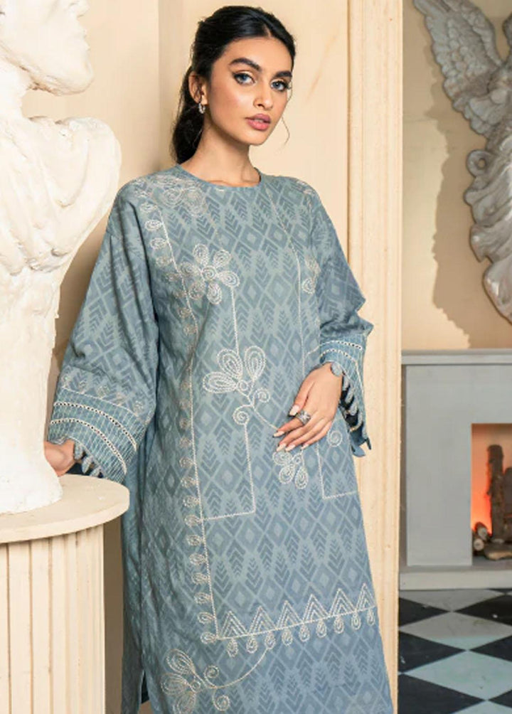 Al Karam Embroidered Dobby Suits Unstitched 2 Piece AK22W FW-38-22-Grey - Winter Collection