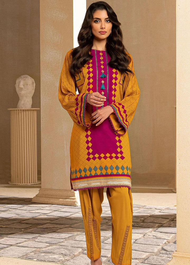 Al Karam Printed Viscose Suits Unstitched 2 Piece AK22W FW-40.1-22-Yellow - Winter Collection
