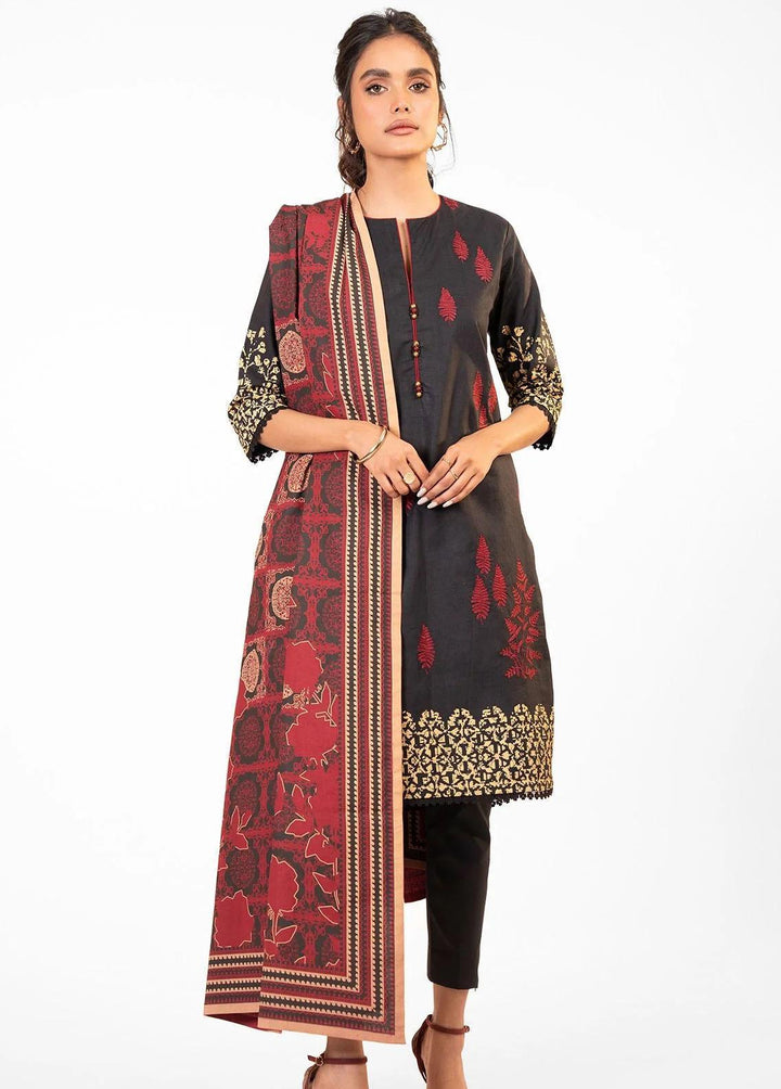 Al Karam Embroidered Fibre Suits Unstitched 2 Piece AK22W FW-44-22-Black - Winter Collection
