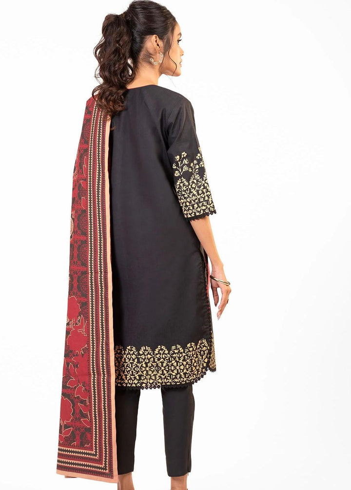 Al Karam Embroidered Fibre Suits Unstitched 2 Piece AK22W FW-44-22-Black - Winter Collection
