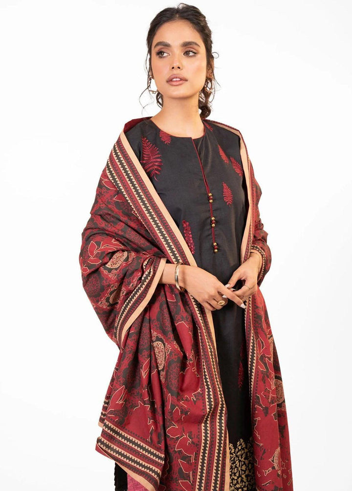 Al Karam Embroidered Fibre Suits Unstitched 2 Piece AK22W FW-44-22-Black - Winter Collection