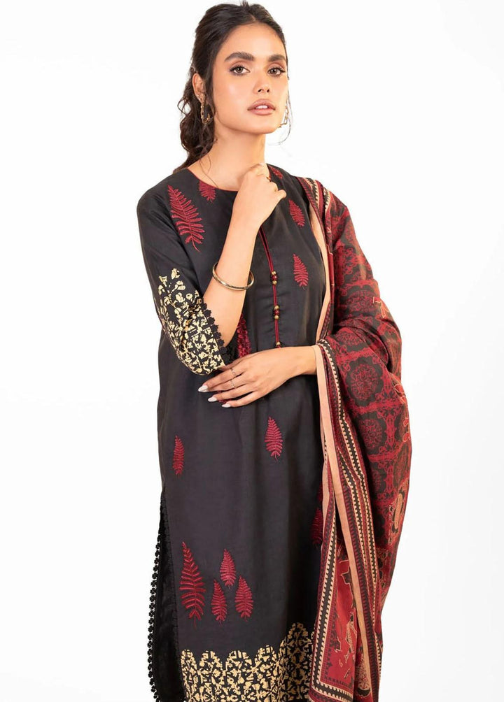 Al Karam Embroidered Fibre Suits Unstitched 2 Piece AK22W FW-44-22-Black - Winter Collection