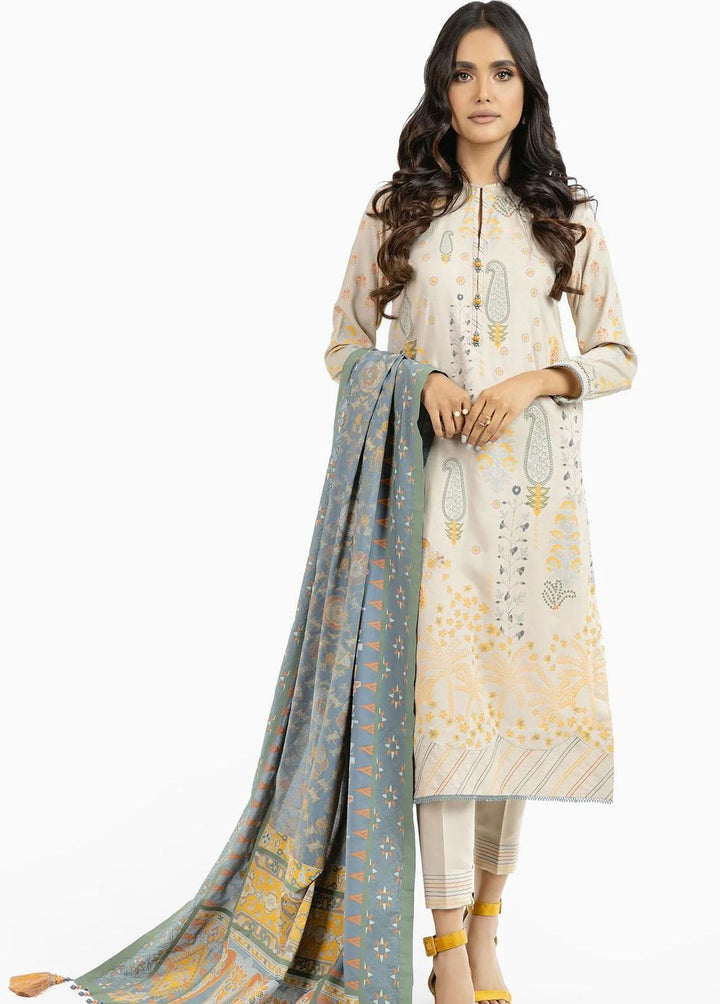 Al Karam Printed Viscose Suits Unstitched 2 Piece AK22W FW-47.1-22-Off white - Winter Collection
