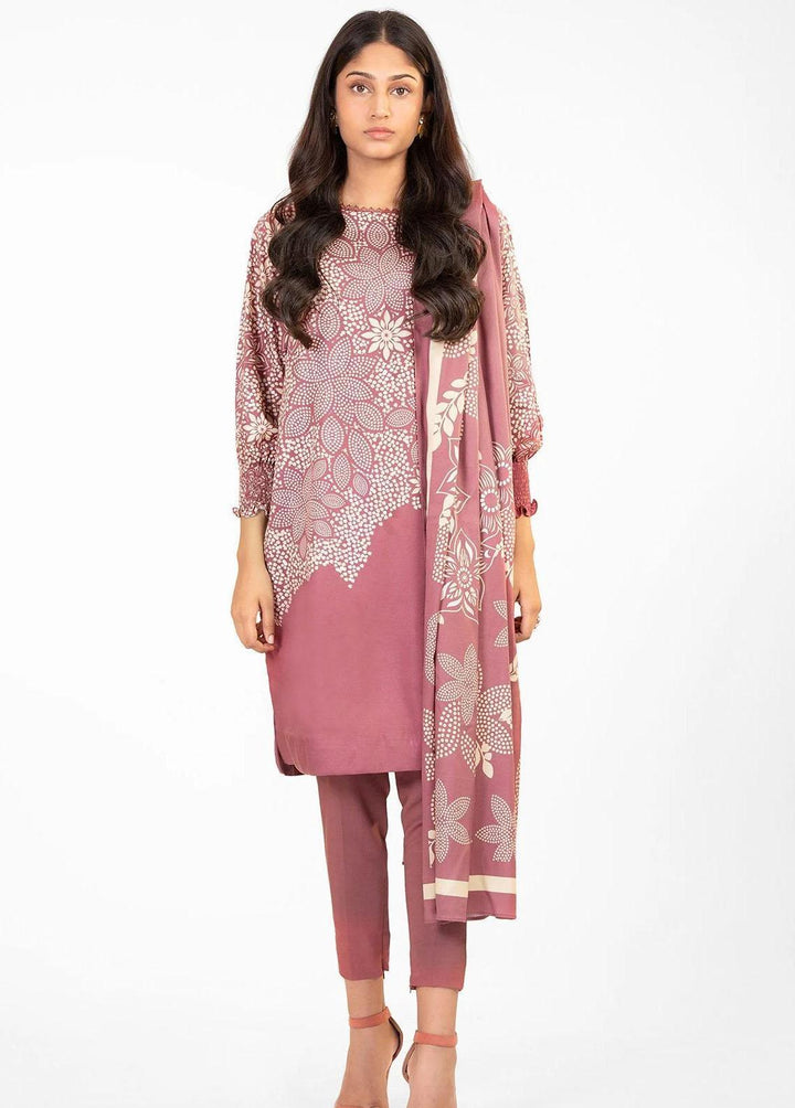 Al Karam Printed Viscose Suits Unstitched 2 Piece AK22W FW-49-22-Pink - Winter Collection