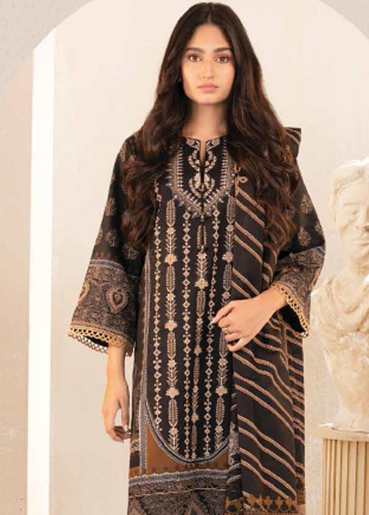 Al Karam Printed Khaddar Suits Unstitched 2 Piece AK22W FW-54.1-22-Black - Winter Collection