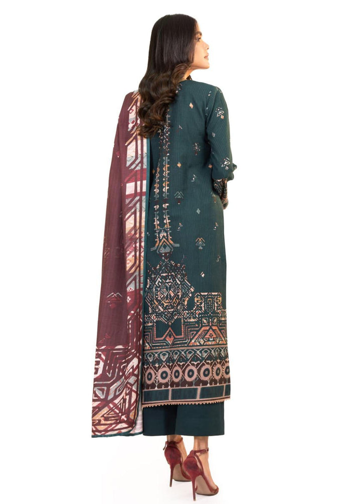 Al Karam Embroidered Khaddar Suits Unstitched 3 Piece AK22W FW-6.1-22-Teal - Winter Collection