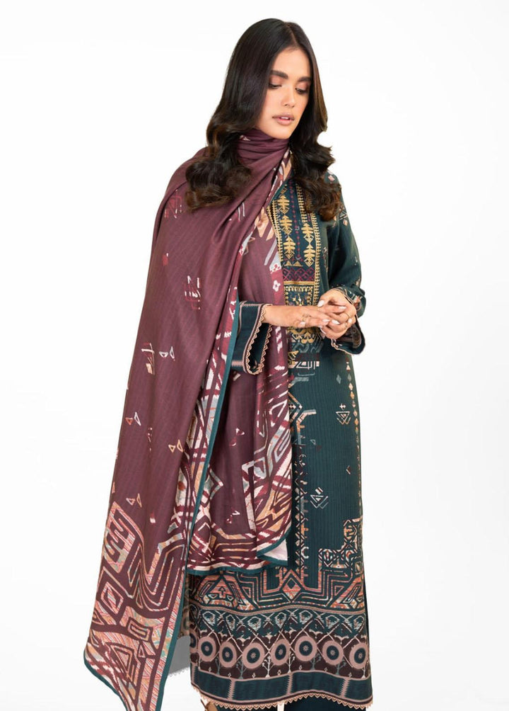 Al Karam Embroidered Khaddar Suits Unstitched 3 Piece AK22W FW-6.1-22-Teal - Winter Collection