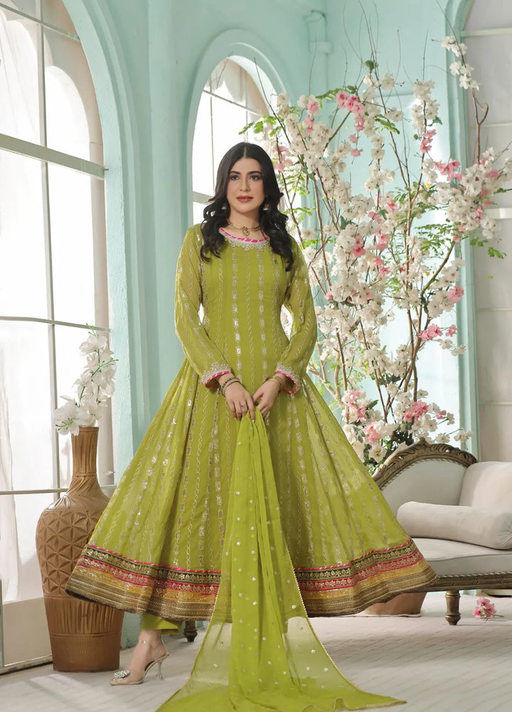 Al Siyaab Pret Embroidered Chiffon 3 Piece Suit Gulaal Dhaani