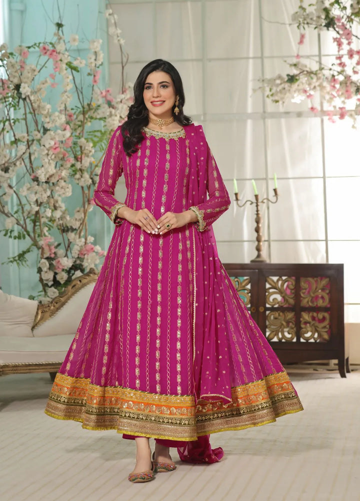 Al Siyaab Pret Embroidered Chiffon 3 Piece Suit Gulaal Margenda