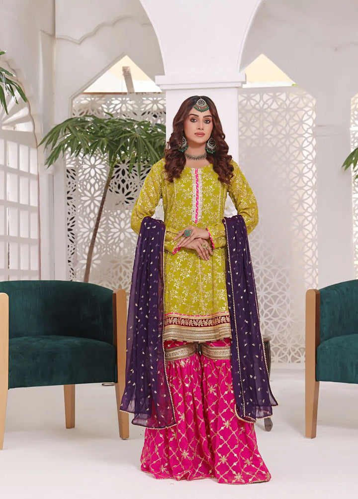 Al Siyaab Pret Embroidered Chiffon 3 Piece Suit Zeena Dhaani
