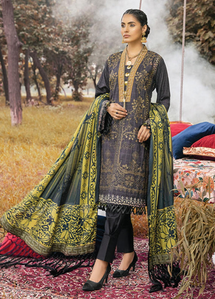 Al Zohaib Embroidered Slub Linen Suits Unstitched 3 Piece AZ21WB D-03A - Winter Collection