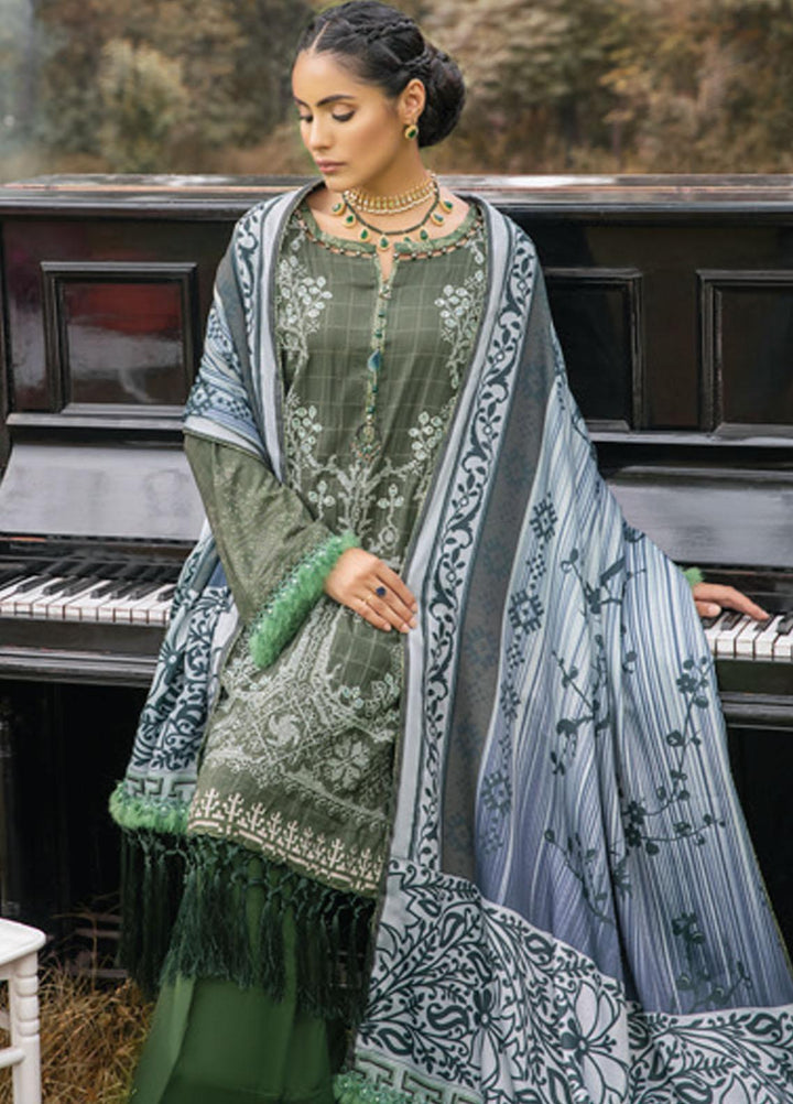 Al Zohaib Embroidered Slub Linen Suits Unstitched 3 Piece AZ21WB D-03B - Winter Collection