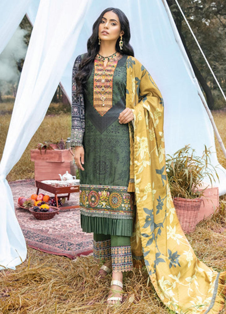 Al Zohaib Embroidered Cottel Linen Suits Unstitched 3 Piece AZ21WB D-08 - Winter Collection
